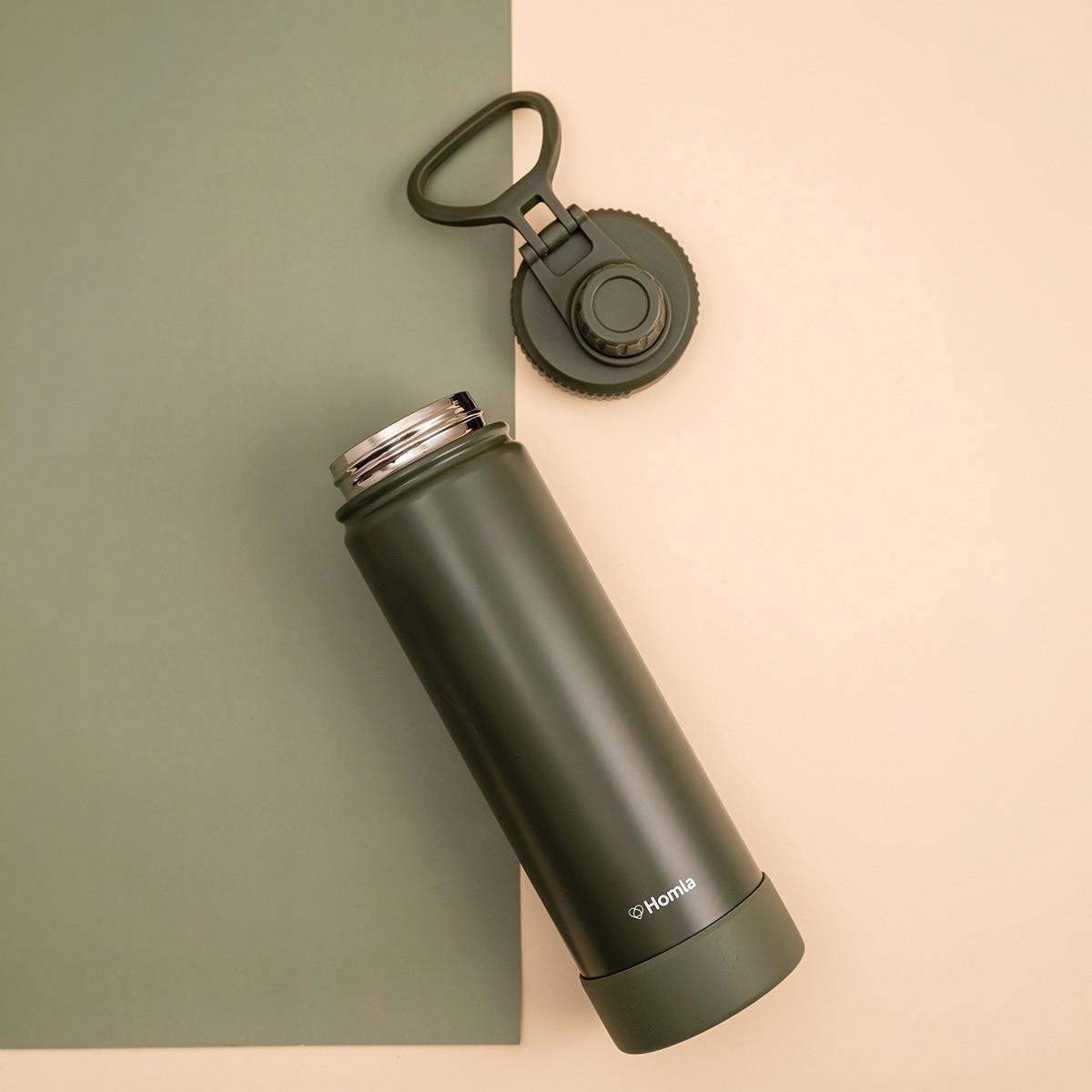 THERMOSFLASCHE Lunare Khaki 660 ml - Grün, Metall (0.66L) - Homla