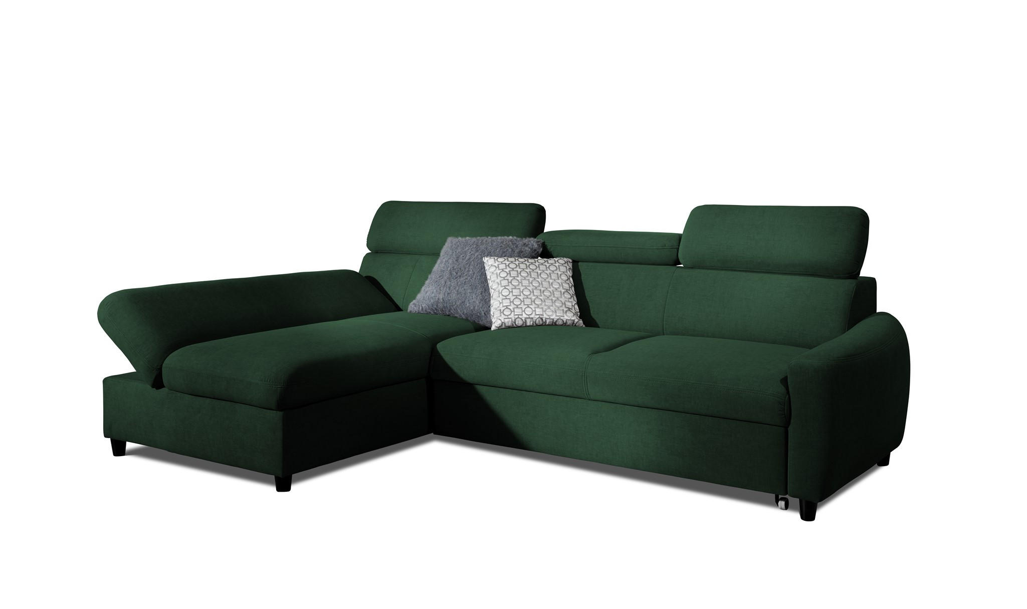 ECKSOFA Schlafsofa Anton Xs In Esito - Dunkelgrün, Holzwerkstoff/Textil (260/170cm) - Fun Möbel