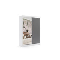 KLEIDERSCHRANK VILAN mit Spiegel/LED - 150 cm - Weiß|Schwarz - Schwarz/Weiß, Holzwerkstoff (150/215/61cm) - ALTDECOR