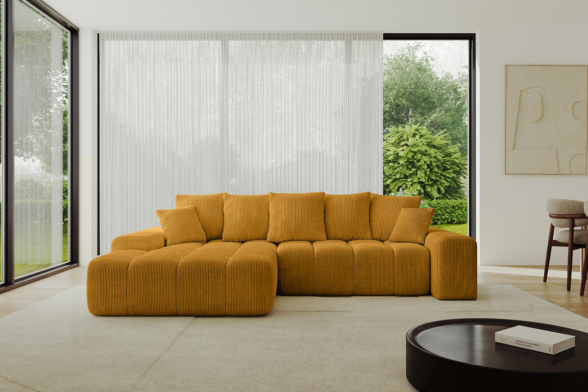 ECKSOFA Ottomane Links ENSI-L - 267x164x88 cm Currygelb - Currygelb, Holzwerkstoff/Kunststoff (267/164cm) - ALTDECOR