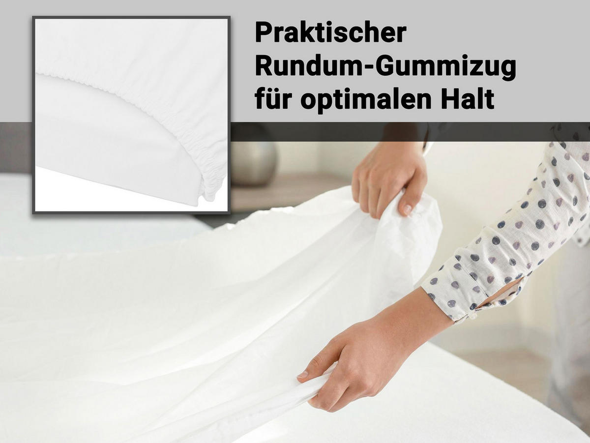 SPANNBETTLAKEN, 200x200 cm, 80% Baumwolle, 20% Polyester - Weiß, Naturmaterialien (200/200cm) - Zollner