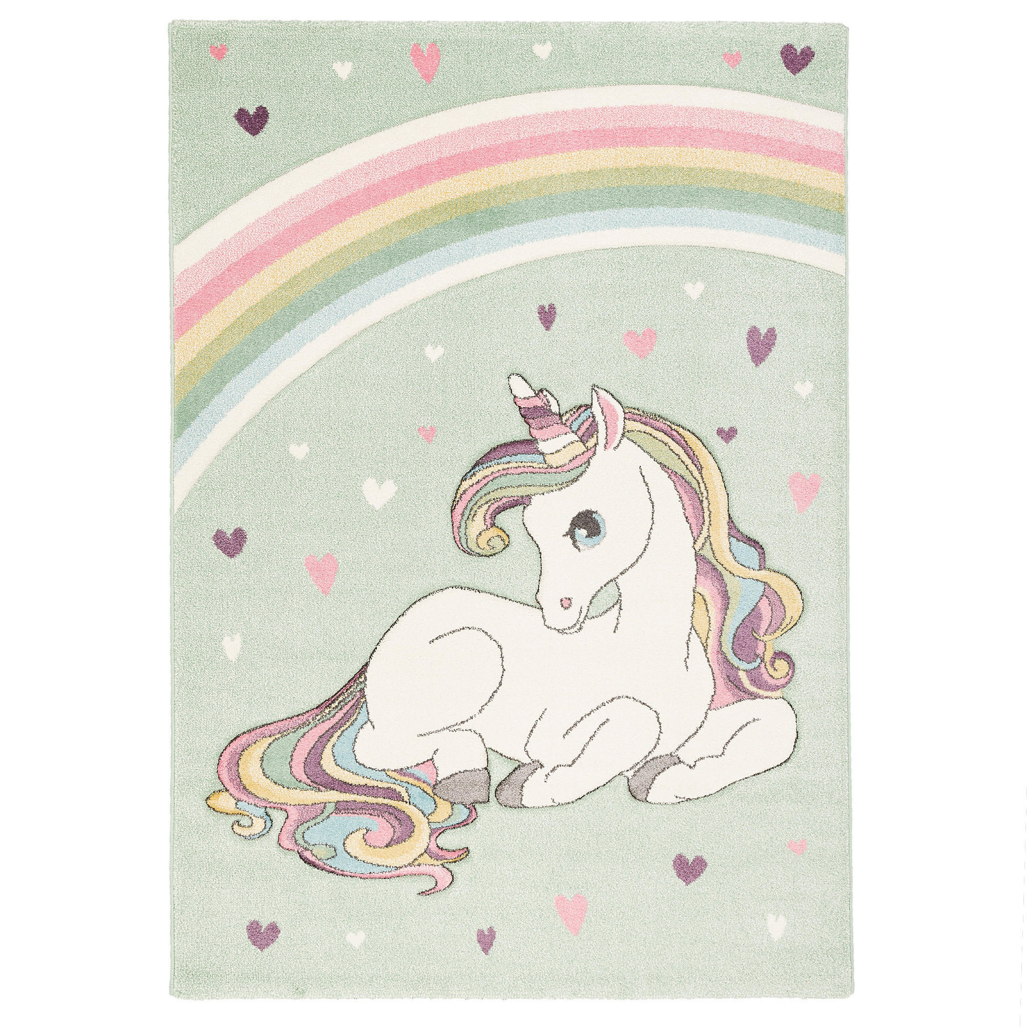 KINDER TEPPICH MAUI KIDS EINHORN PASTELL - Mintgrün, Textil (160/230cm) - Pergamon