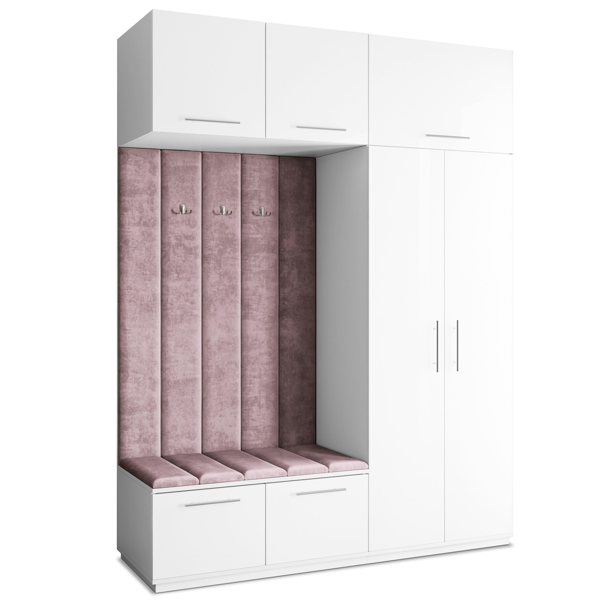 GARDEROBENSCHRANK REMA 180/240/60 cm Modern Garderobe-Set Weiß - Lila/Weiß, Holzwerkstoff (180/240/60cm) - MASSENO