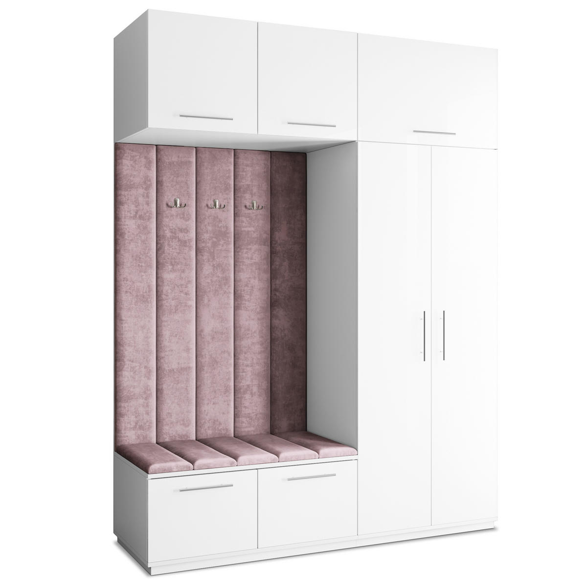 GARDEROBENSCHRANK REMA 180/240/60 cm Modern Garderobe-Set Weiß - Lila/Weiß, Holzwerkstoff (180/240/60cm) - MASSENO
