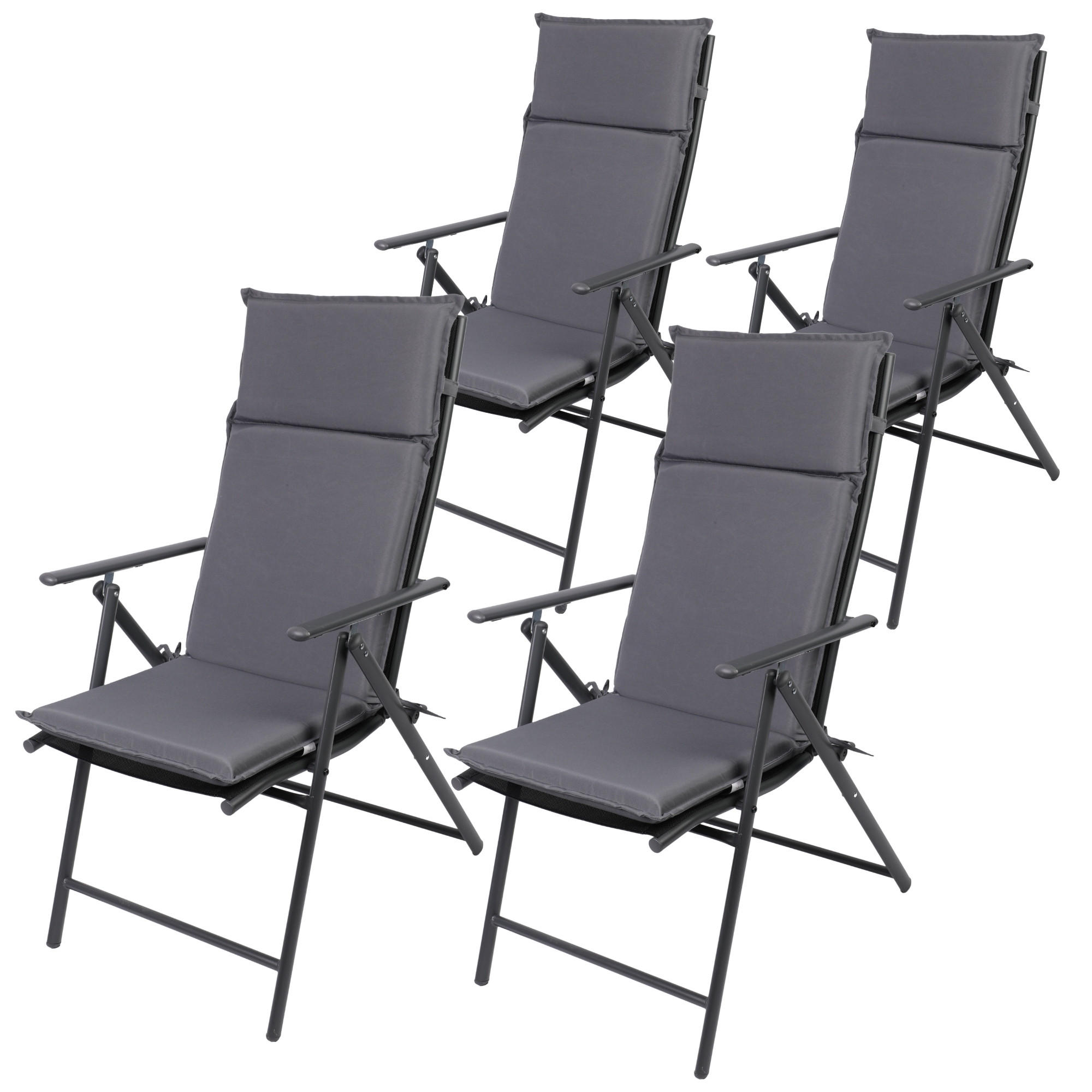 GARTENSTUHL ARUBA mit Sitzauflagen, 4er Set - Anthrazit, Metall (57/106/68cm) - Albatros