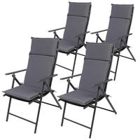 GARTENSTUHL ARUBA mit Sitzauflagen, 4er Set - Anthrazit, Metall (57/106/68cm) - Albatros
