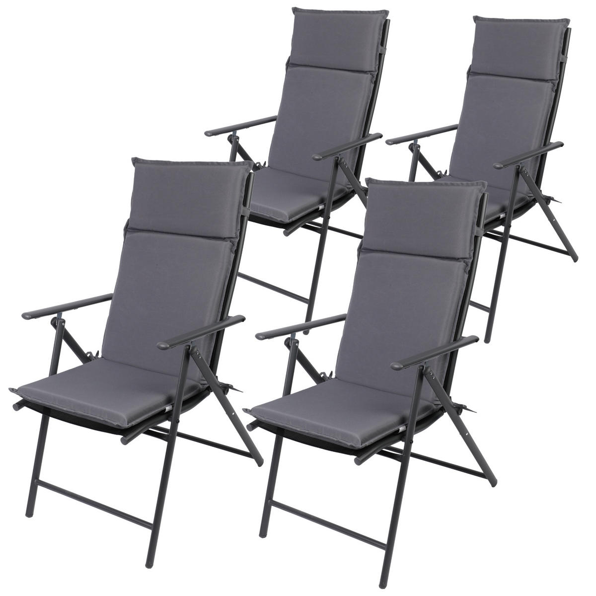 GARTENSTUHL ARUBA mit Sitzauflagen, 4er Set - Anthrazit, Metall (57/106/68cm) - Albatros