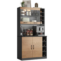 BUFFET 100/187/47 cm Grau/Natur aus MDF und Glas mit LED-Beleuchtung - Naturfarben, Holzwerkstoff (47/187/100cm) - OKMYHOME