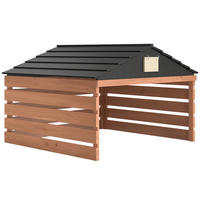 MÄHROBOTER-GARAGE Tannenholz Rotbraun - Rotbraun, Holz (74/54/79cm) - Outsunny