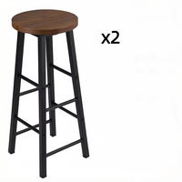 BARHOCKER 2er-Set Braun mit Fußstütze und Metallgestell - Braun, Holzwerkstoff (30/71/30cm) - PANGIVO