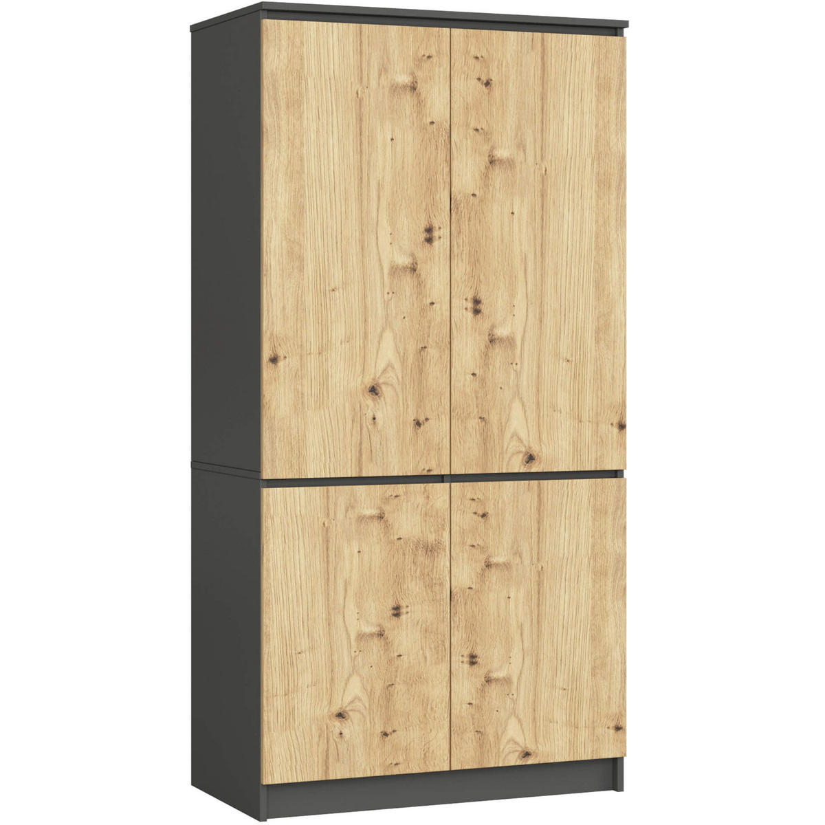 KLEIDERSCHRANK S90 4D, Grau-Artisan, 90x51x180 cm - Eiche Artisan/Grau, Holz (51/180/90cm) - Milordbikes