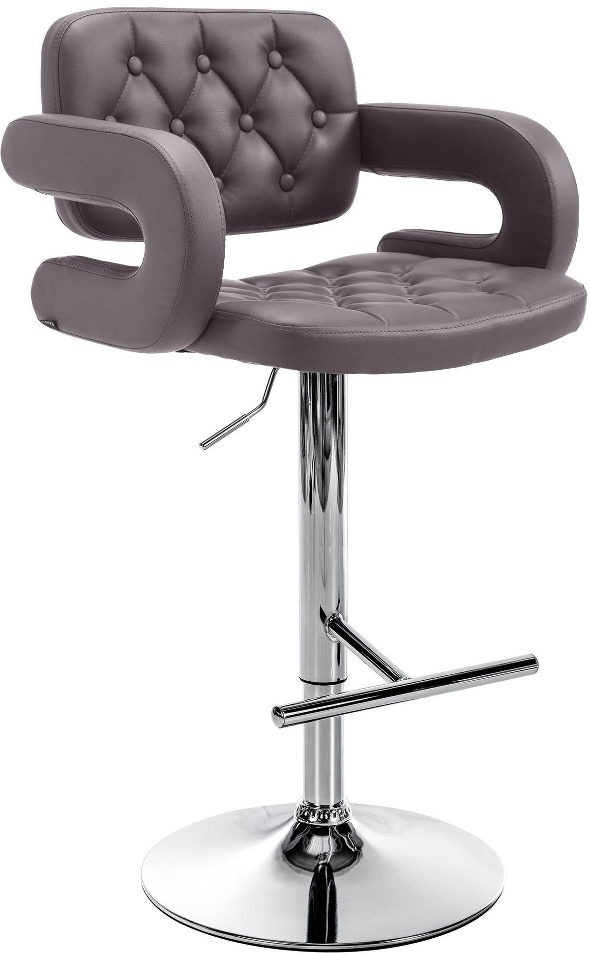 BARHOCKER Lederlook braun - Chromfarben/Braun, Textil/Metall (62/103/55cm) - CLP