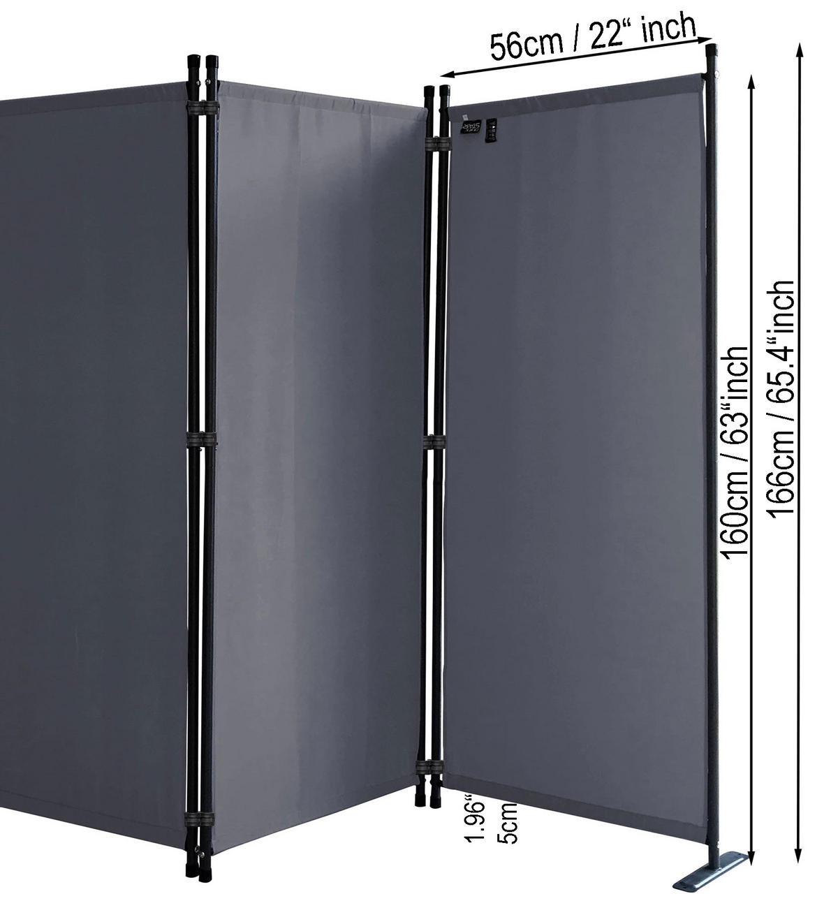 PARAVENT 2 Stück 4-tlg. 220x165 cm Grau - Grau, Metall (220/165cm) - QUICK STAR