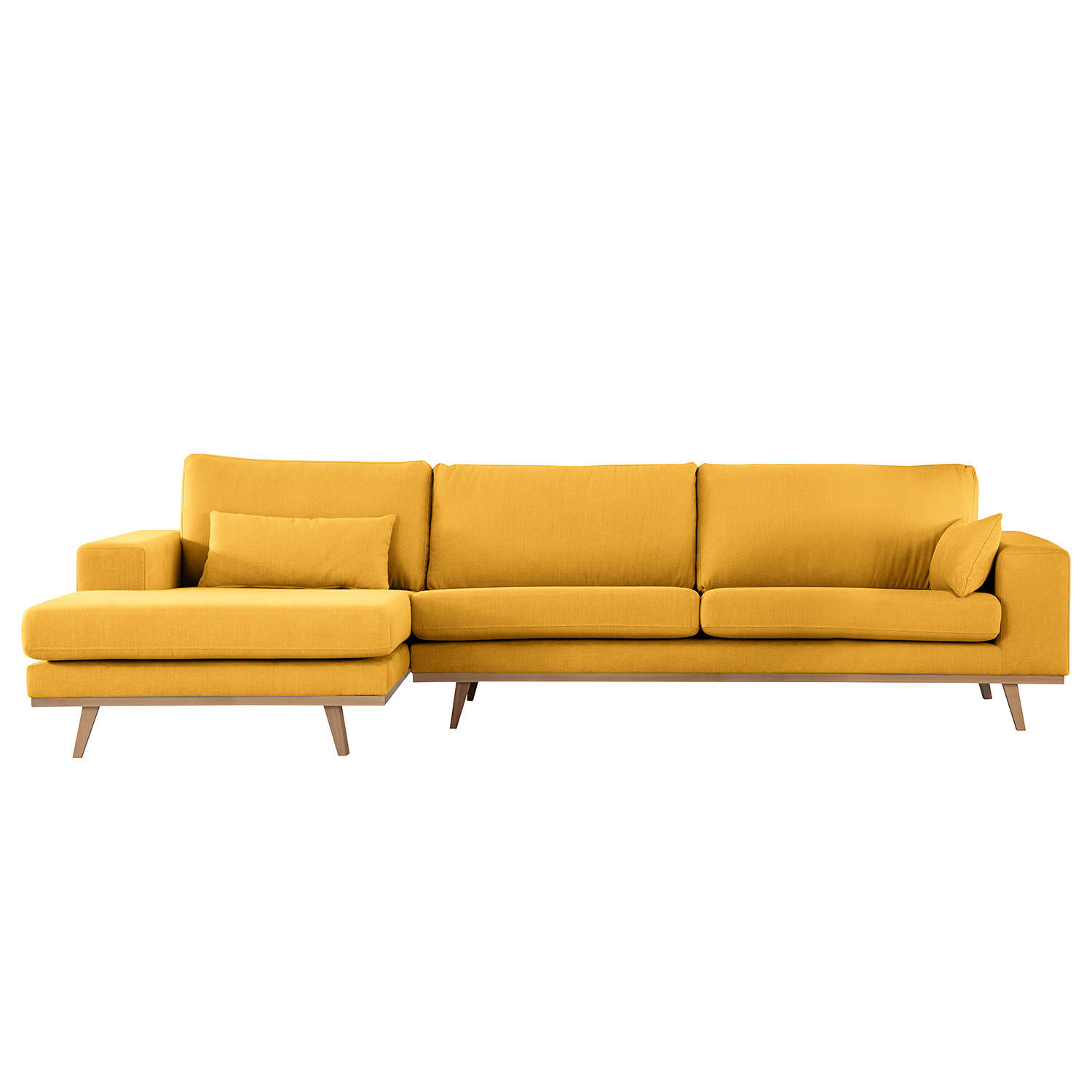 ECKSOFA mit Longchair - Gelb/Buchefarben, Textil (281/153cm) - home24