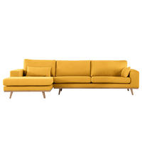 ECKSOFA mit Longchair - Gelb/Buchefarben, Textil (281/153cm) - home24