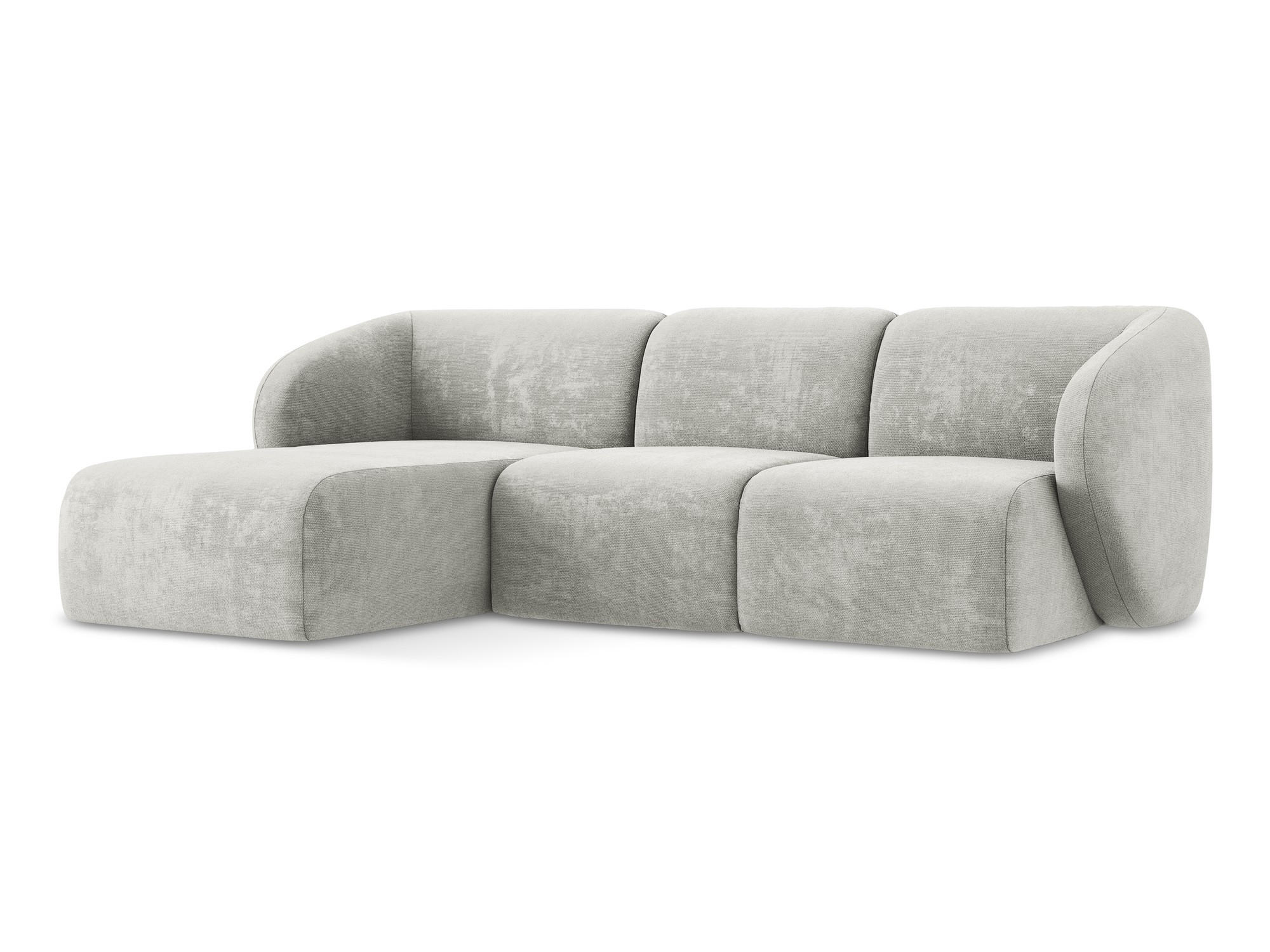ECKSOFA Links Chenille Stoff Grau - Hellgrau/Schwarz, Holzwerkstoff/Kunststoff (248/166cm) - Makamii