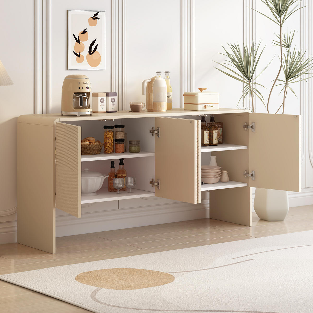 SIDEBOARD Holzoptik mit 3 Türen und viel Stauraum - Eichefarben, Holzwerkstoff (152.5/76.5/40cm) - Urban Meuble