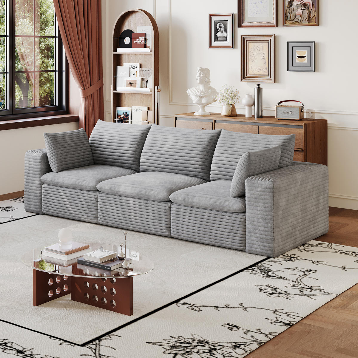 3-SITZER-SOFA DE-34773 mit abnehmbare Polsterung Grau - Grau, Textil (90/60/260cm) - ComfortXL