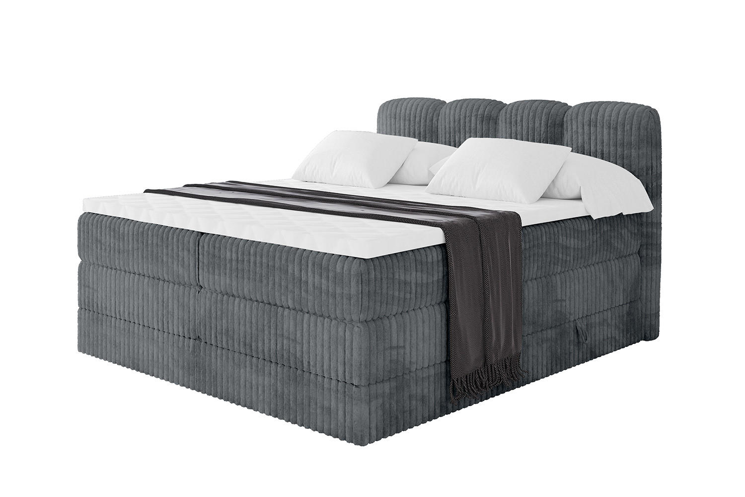 BOXBETT mit Matratze H3|H4 und Lattenrost - NINA KING - 160x200 cm Tila - Dunkelgrau - Schieferfarben, Holzwerkstoff (160/200cm) - ALTDECOR