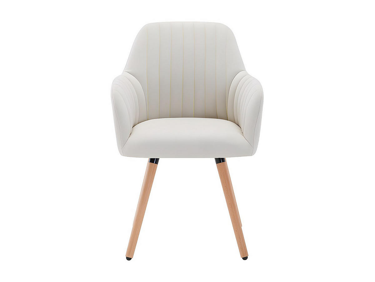 STUHL - 56cm x 58cm - Polyester - cremefarben - ELEANA - Creme, Textil (56/85/58cm) - Vente-Unique