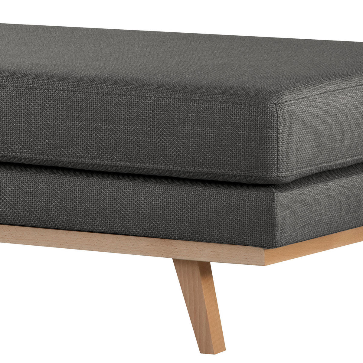 HOCKERBANK - Dunkelgrau/Buchefarben, Buchenholz/Textil (180/43/81cm) - home24