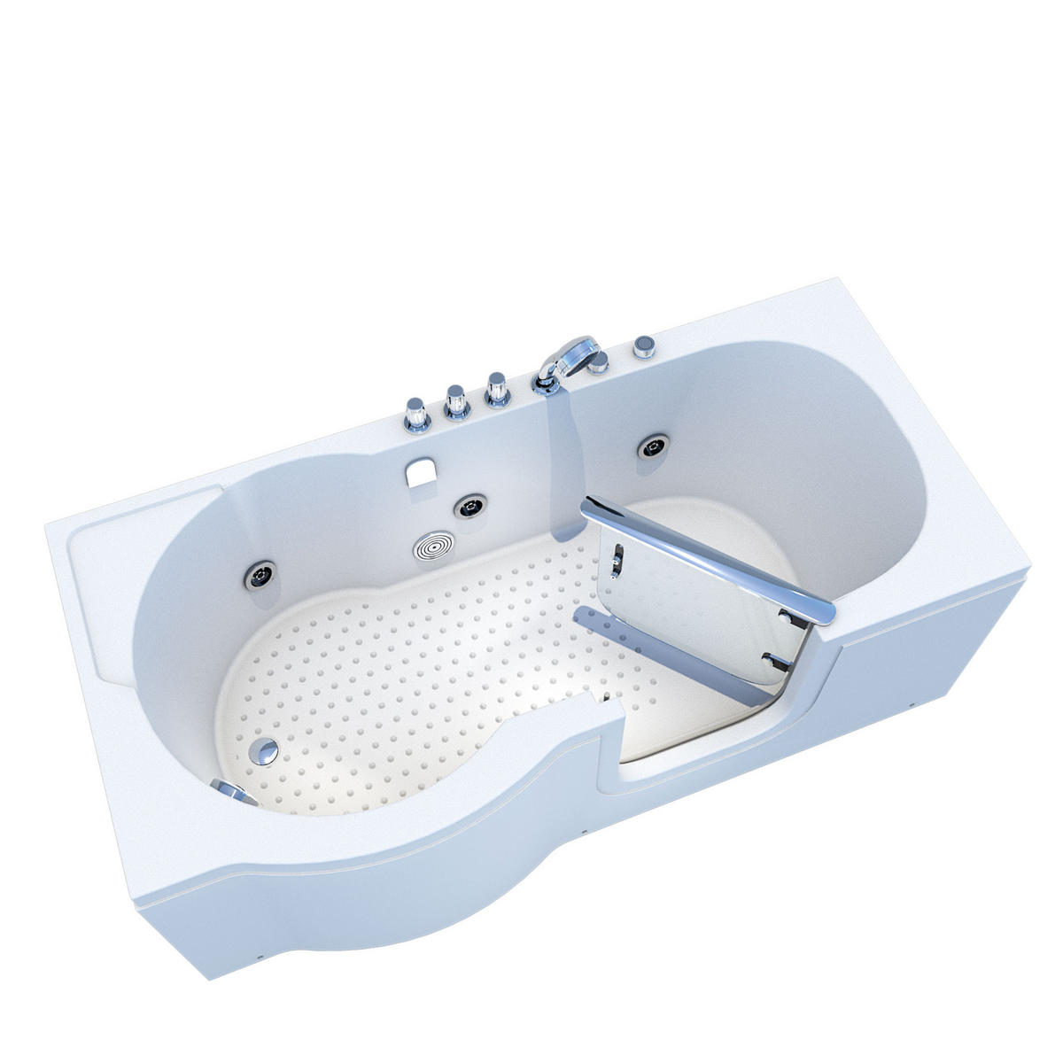 SITZWANNE Whirlpool Badewanne mit Tür S12-TH-WP-R 85x170 cm - Weiß, Glas/Kunststoff (170/60/85cm) - AcquaVapore by Sandra Jentho