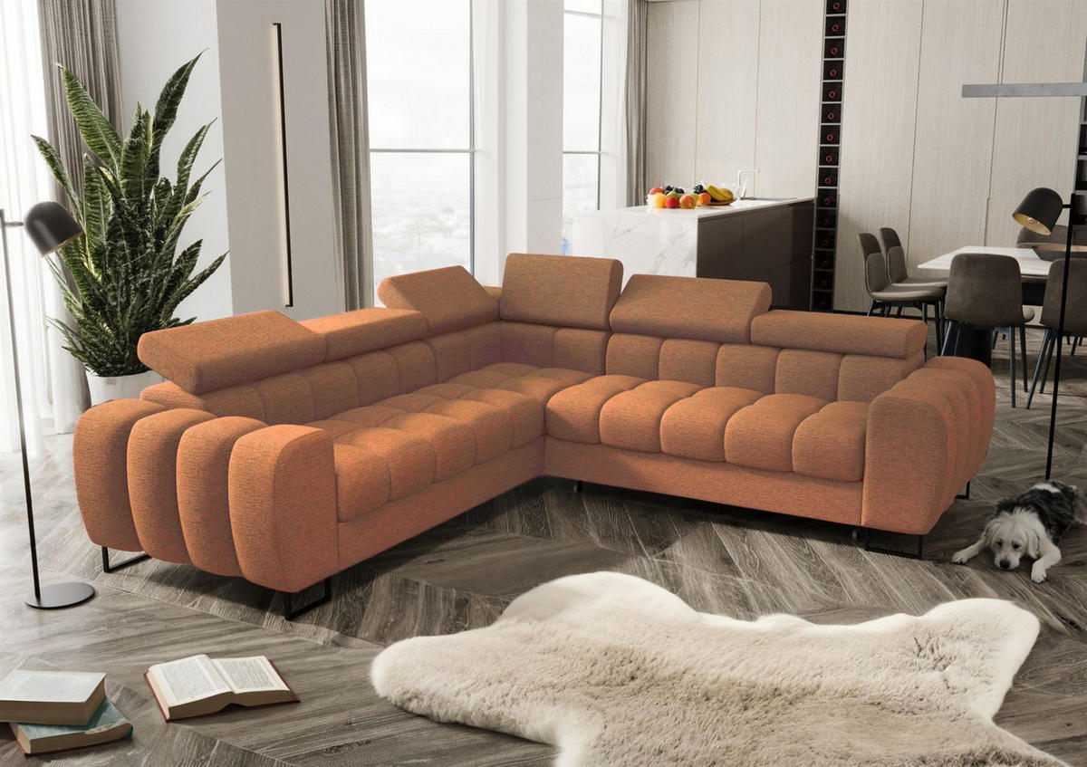 ECKSOFA Bastien Mit Schlaffunktion - Orange, Holzwerkstoff/Textil (260/260cm) - Fun Möbel