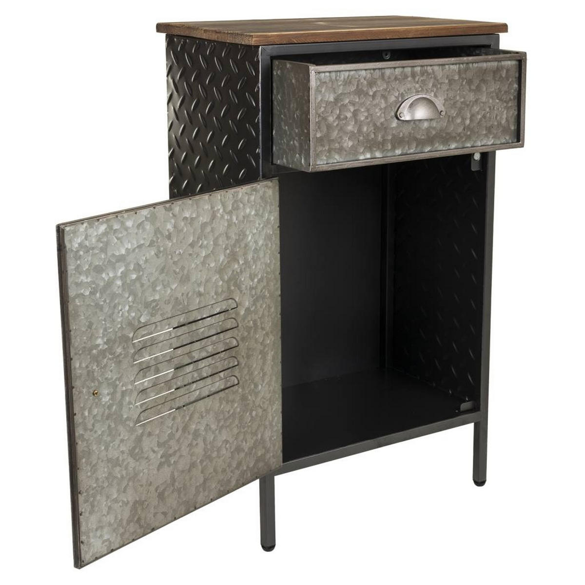 NACHTTISCH aus Metall und Holz, 42x28x71cm - Multicolor, Holz (42/71/28cm) - Wanderlust