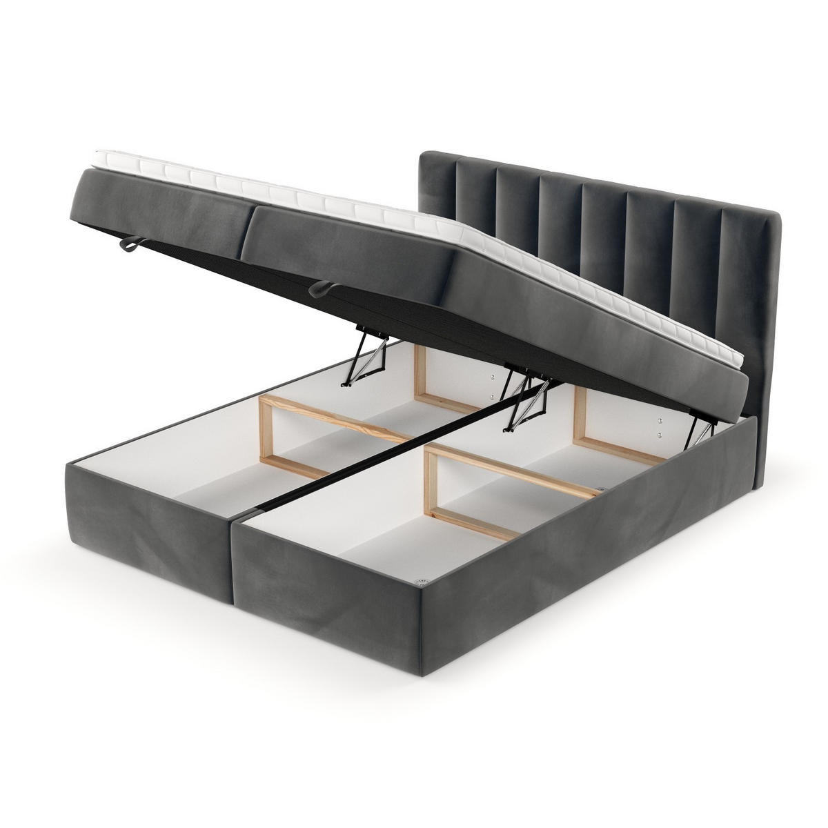 BOXBETT Lusso 180/200 cm Anthrazit im Paros Stoff - Anthrazit/Schwarz, Holz/Holzwerkstoff (180/200cm) - AltaBeds