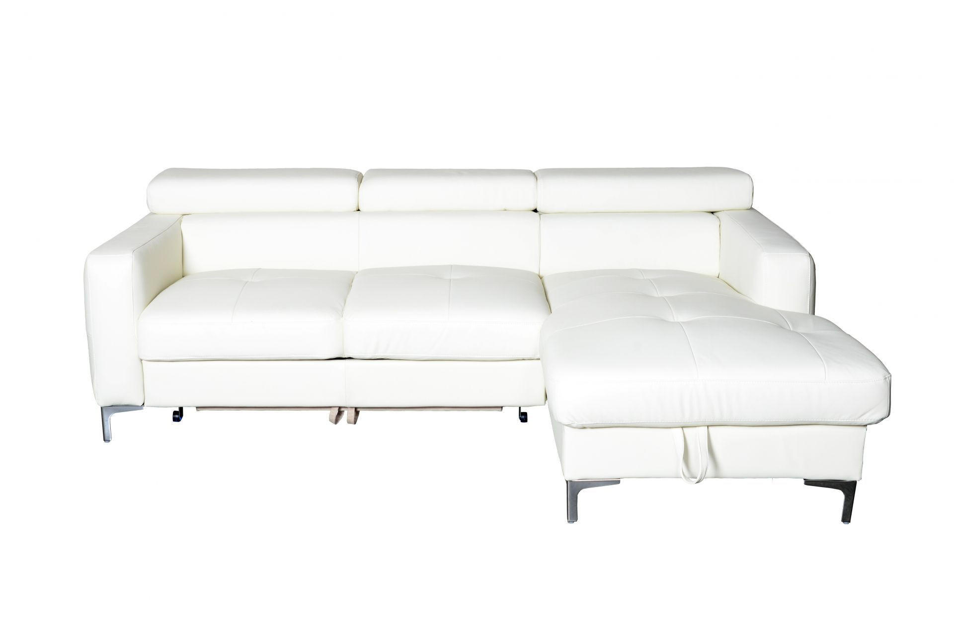 ECKSCHLAFSOFA mit Echtlederbezug, Schlaffunktion & Bettkasten - Chromfarben/Eiche Bianco, Leder/Holz (168/227cm) - Cotta