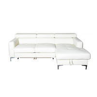 ECKSCHLAFSOFA mit Echtlederbezug, Schlaffunktion & Bettkasten - Chromfarben/Eiche Bianco, Leder/Holz (168/227cm) - Cotta