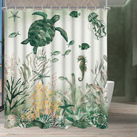 DUSCHVORHANG Meeresschildkröte 160 x 160 cm Textil Wasserabweisend - Grün, Textil (160/160cm)