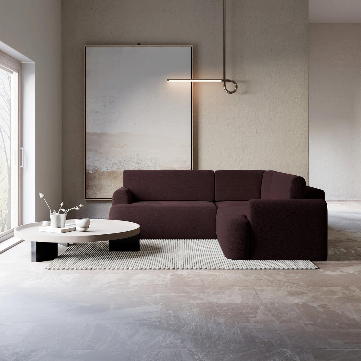 ROHOVÁ pohovka Kaveo, 245 cm univerzální s rohovým dílem - černá/švestka, textil/plast (245/245cm) - Selsey