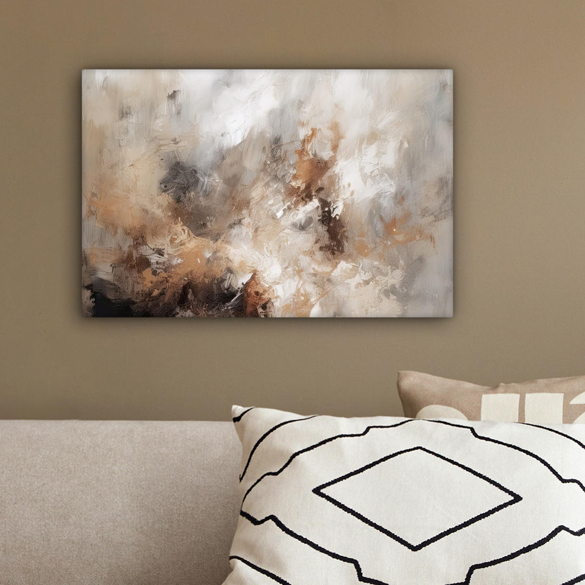LEINWANDBILD - Farbe - Abstrakt - Beige - Kunst - 30x20 - Deko XXL - Greige, Textil (30/20cm) - MuchoWow