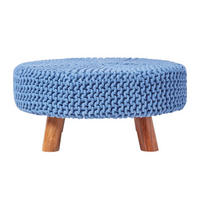STRICK-HOCKER blau, rund 62/62/30 cm - Blau, Textil (62/30/62cm) - Homescapes