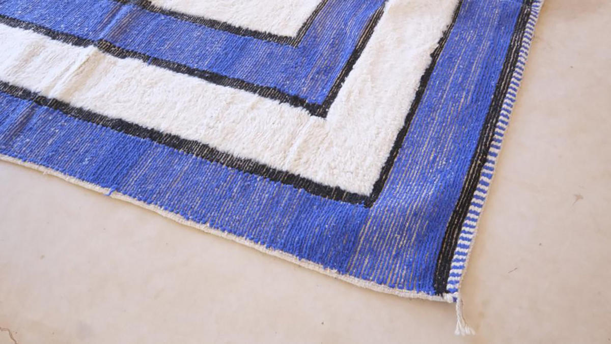 BERBERTEPPICH aus Marokko modern aus Wolle blau - Blau, Naturmaterialien (233/247cm) - AFK Living