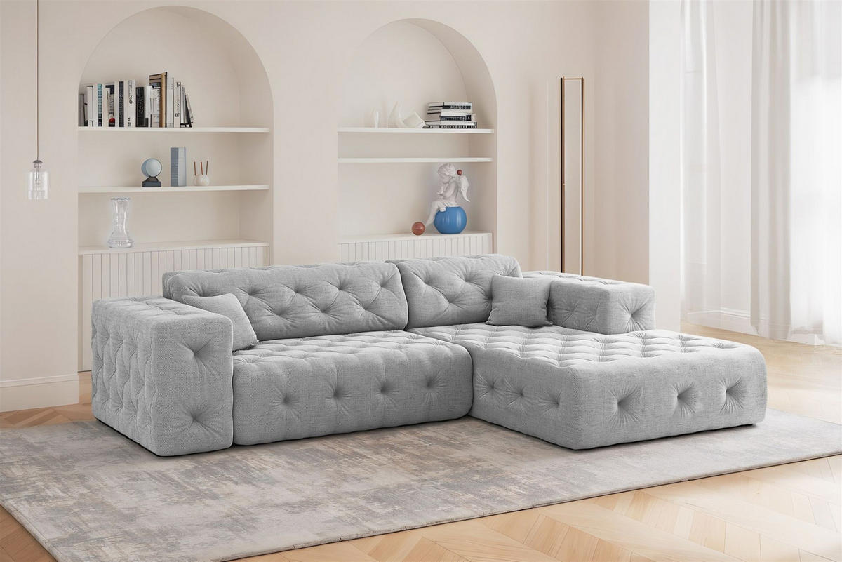 ECKSOFA Chantal In Moly - Hellgrau, Holzwerkstoff/Textil (266/171cm) - Fun Möbel