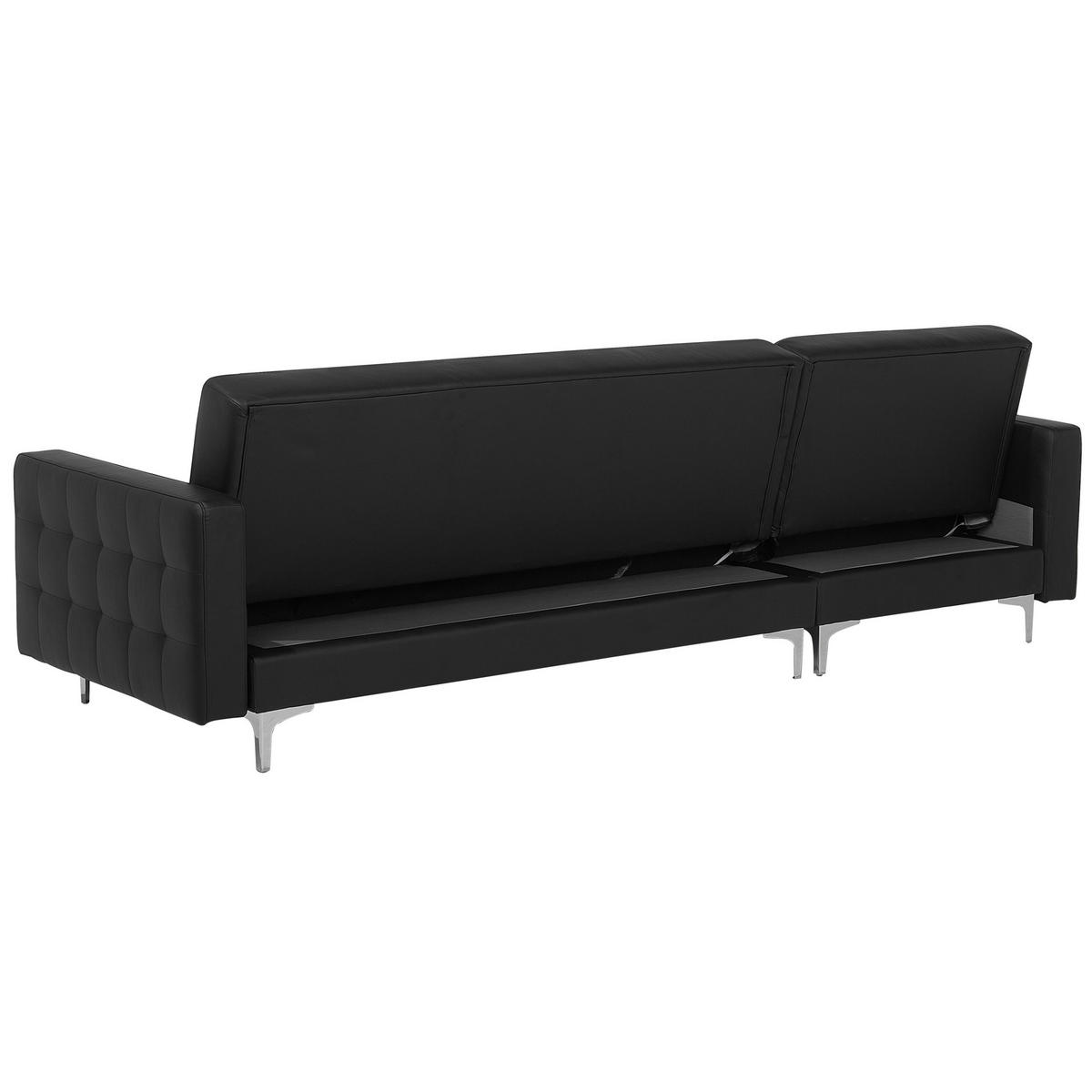 SCHLAFSOFA linksseitig mit Ottomane Kunstleder Schwarz Aberdeen - Schwarz, Textil (267/168cm) - Beliani