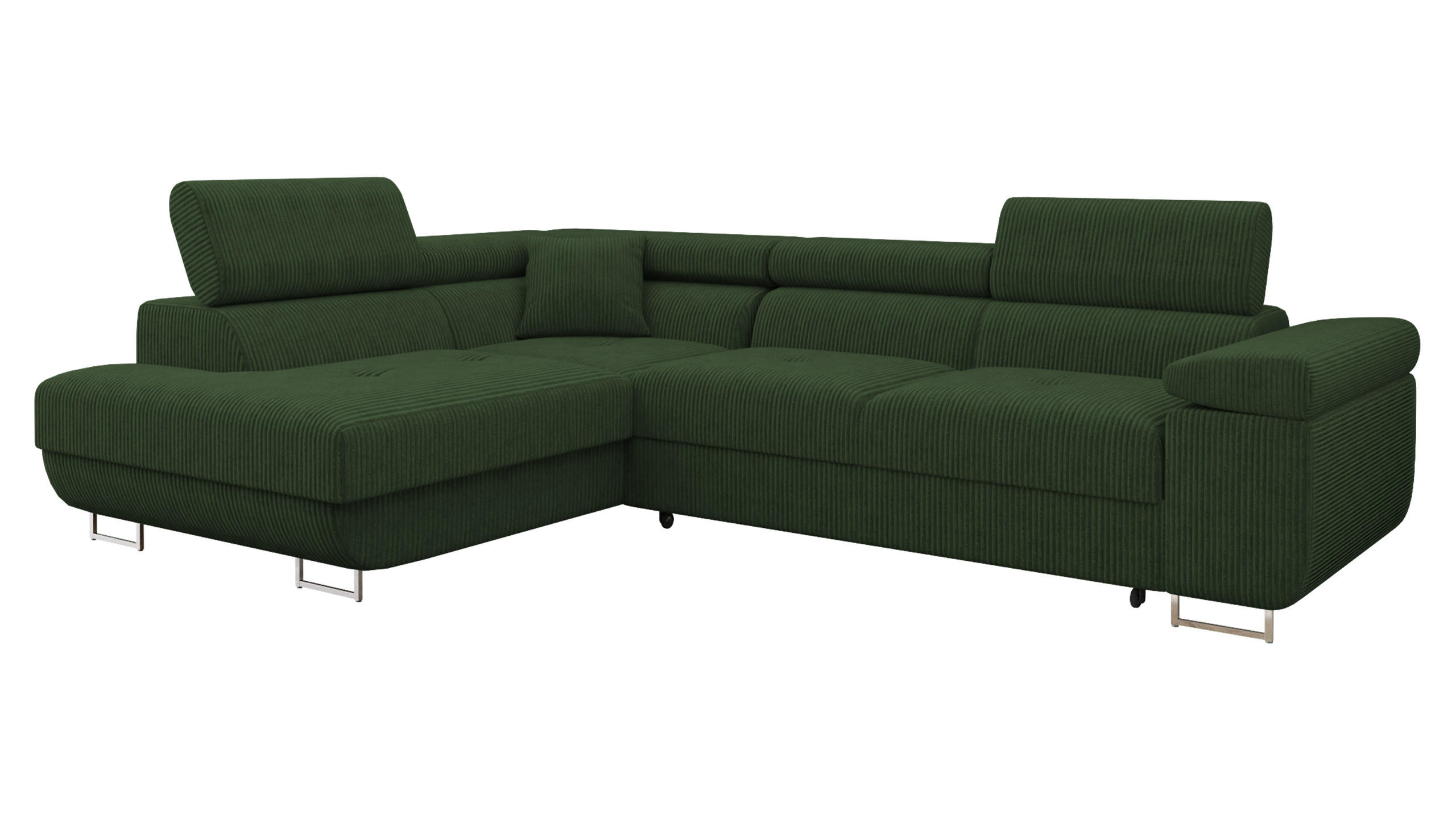 ECKSOFA Torezio Cord, Seite: Links - Dunkelgrün, Holz/Textil (274/203cm) - MIRJAN24