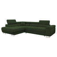 ECKSOFA Torezio Cord, Seite: Links - Dunkelgrün, Holz/Textil (274/203cm) - MIRJAN24