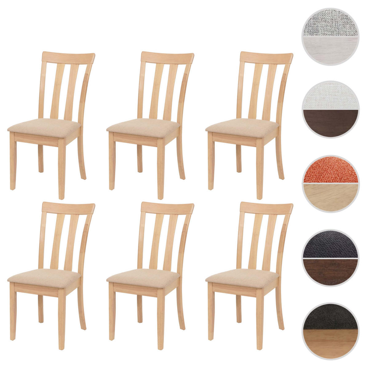 ESSZIMMERSTUHL Beige, Braun 6er-Set - Beige/Braun, Holz (42/96/58cm) - MCW