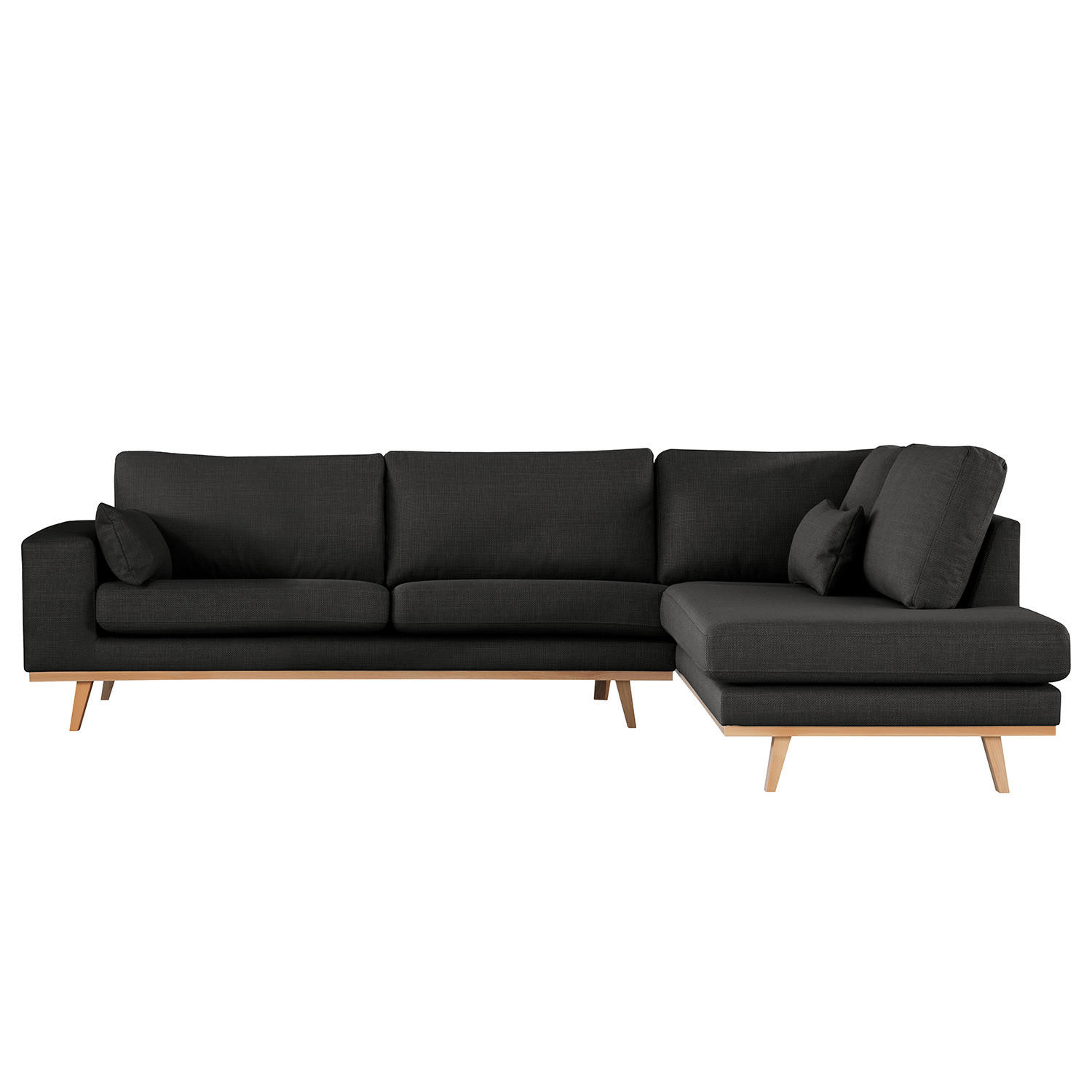 ECKSOFA mit Ottomane - Beige/Buchefarben, Textil (287/219cm) - home24