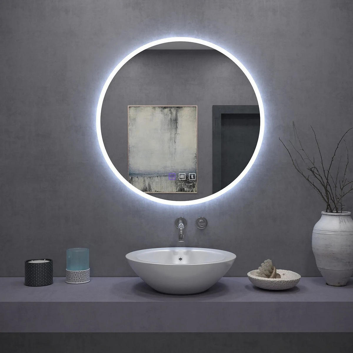 SPIEGEL Rea Led Bluetooth Ffj 60cm - Chromfarben, Glas (60/60/2cm) - REA