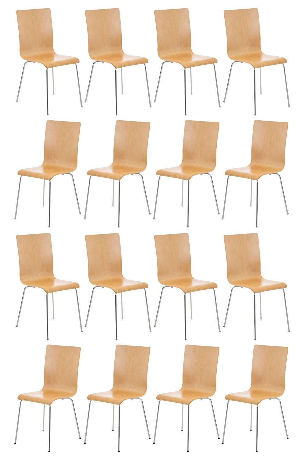 BESUCHERSTUHL 16er Set Holz natura - Eukalyptusholzfarben, Holz/Metall (43/87/47cm) - CLP