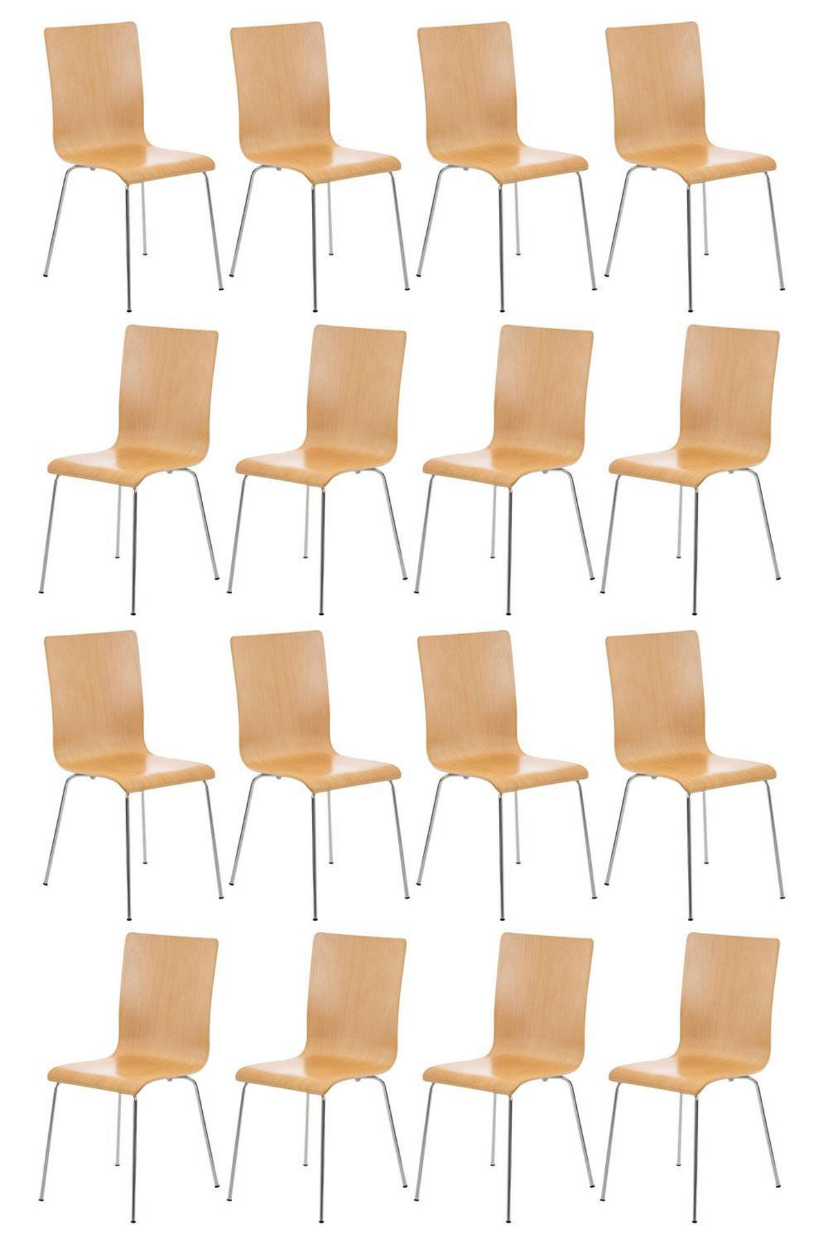 BESUCHERSTUHL 16er Set Holz natura - Eukalyptusholzfarben, Holz/Metall (43/87/47cm) - CLP