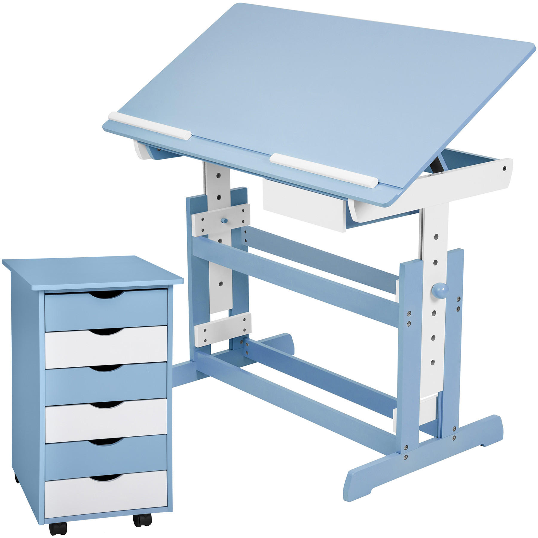 SCHREIBTISCH ,pflegeleicht,blau - Blau, Holz (55/94/109cm) - tectake