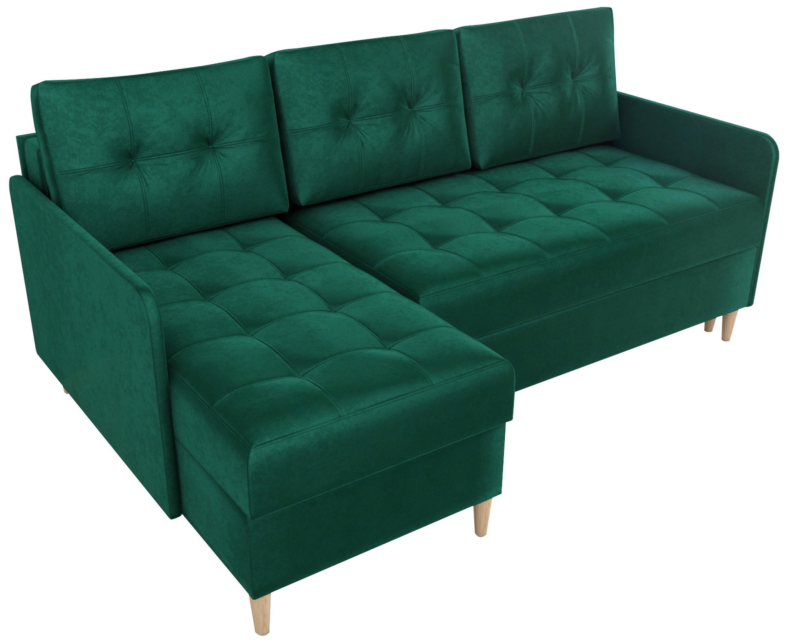 ECKSOFA Fado mit Schlaffunktion Grün Samtstoff - Grün, Textil (210/141cm) - Bromarkt