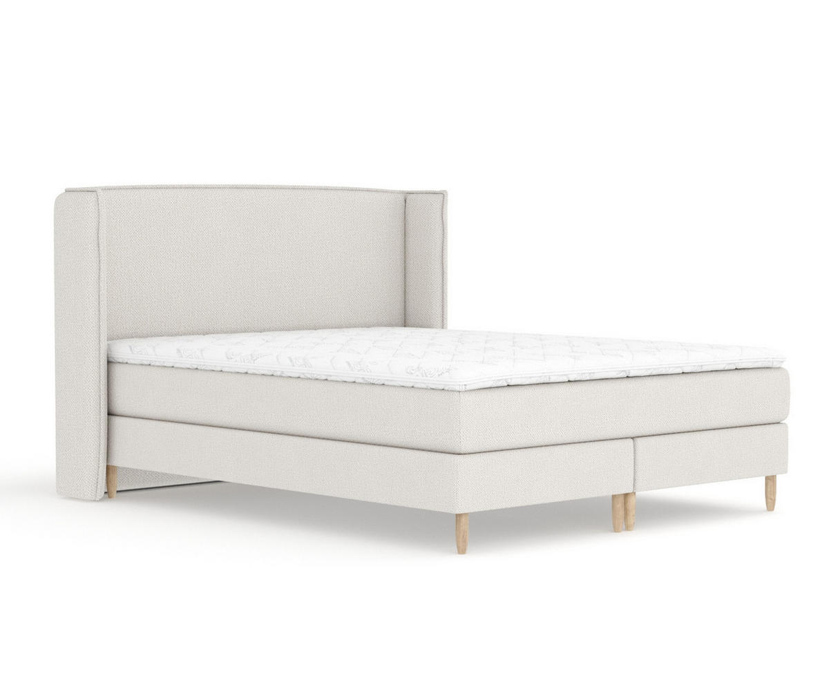 KONTINENTALBETT Ardis Beige 180/200 cm mit Matratze und Topper - Beige/Naturfarben, Holz/Holzwerkstoff (180/200cm) - Maison de Reve