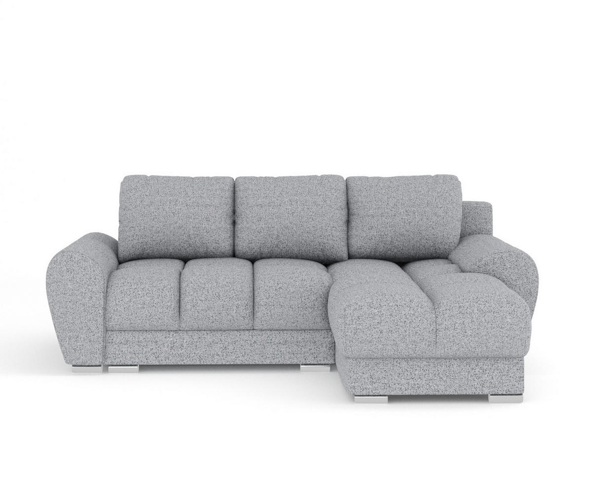 ECKSOFA MIT SCHLAFFUNKTION Peebles Grau Webstoff - Chromfarben/Grau, Holz/Holzwerkstoff (256/175cm) - Maison de Reve