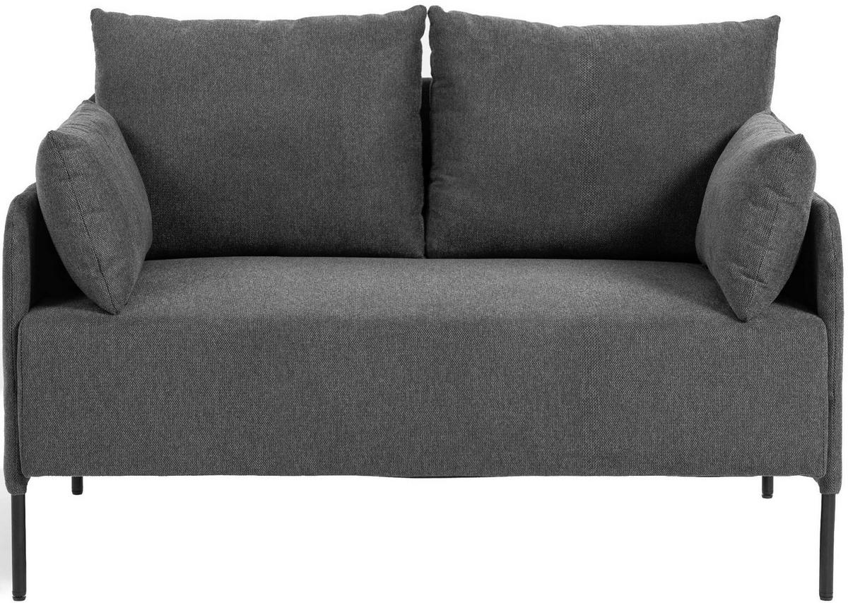 COUCH Bernd 2-Sitzer Stoff 131x79x79cm Stoff Dunkelgrau Sofa - Dunkelgrau, Kunststoff (131/79/79cm) - DELUKE